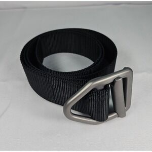 Bison 44in Tactical Belt Black Heavy Duty Nylon Webbing D Ring Buckle Men NWOT